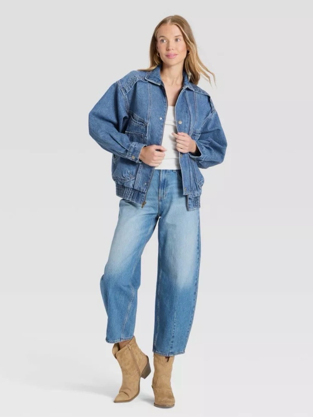 Women’s Relaxed Bomber Denim Jacket - Universal Thread